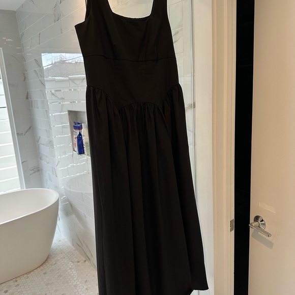 NWT Black Sleeveless Drop Waist Midi Dress Lulus - Picture 2 of 6